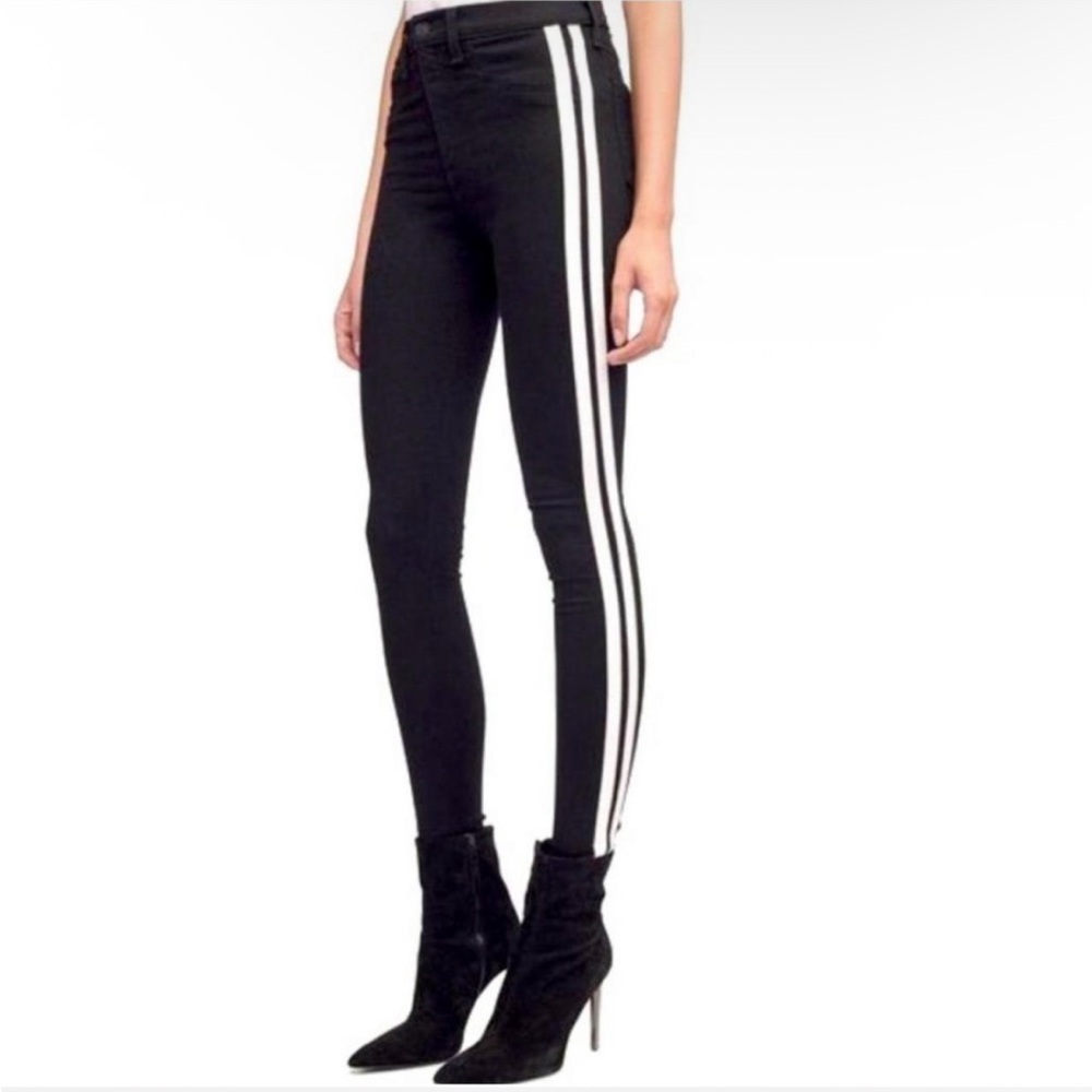 Zara Black Skinny Jeans with White Stripes